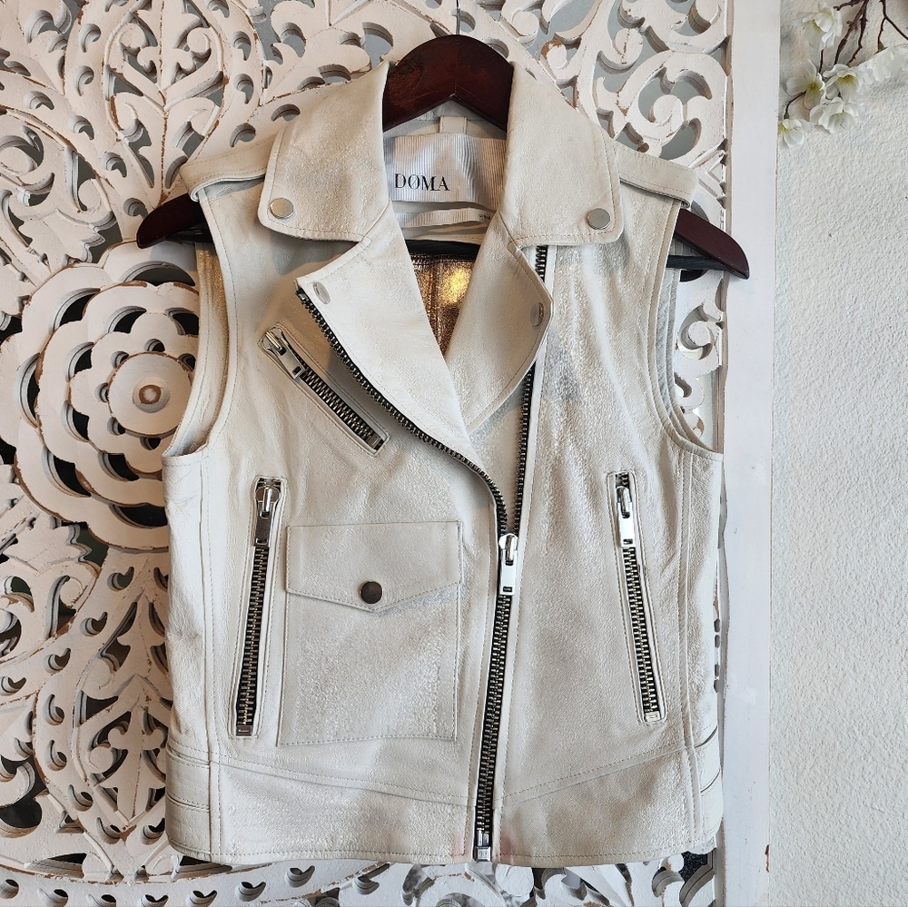 DOMA VEST LEATHER MOTORCYCLE JACKET, NEW SIZE SMALL WOT - Picture 9 of 16